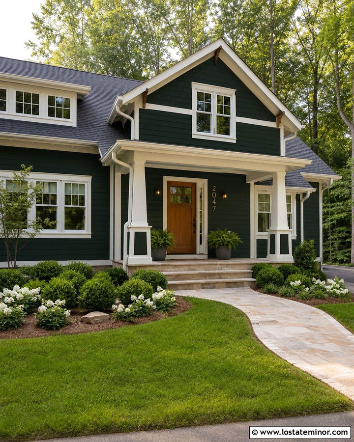 Forest Green House With Brass Numbers - 30 Forest Green House Design With House Numbers Ideas