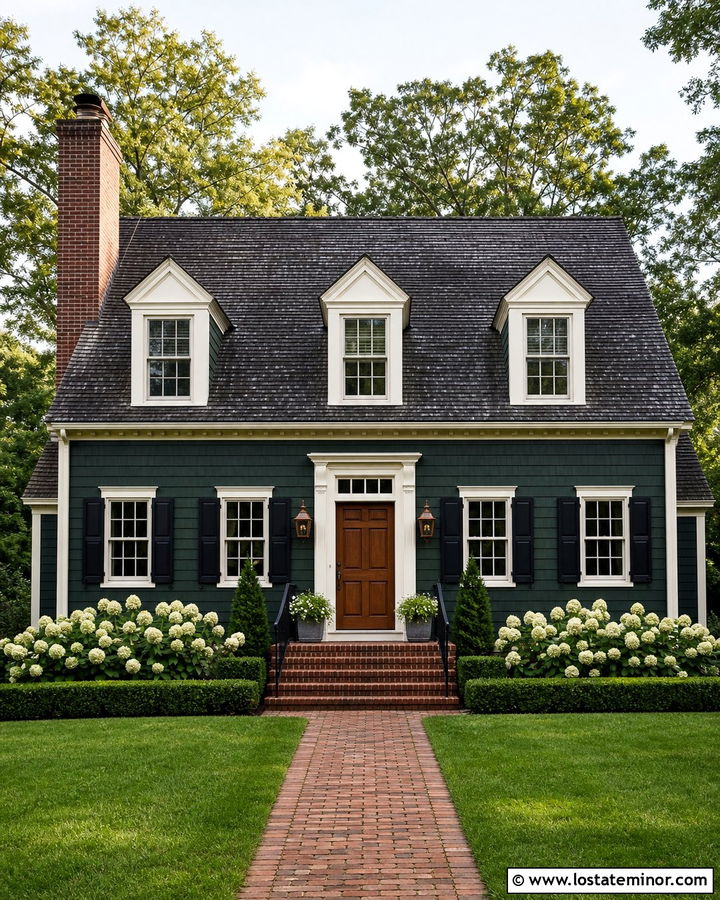 Forest Green House With Brick Chimney - 30 Forest Green House Design With Brick Accents Ideas