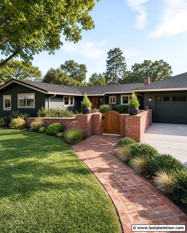 Forest Green House With Brick Courtyard - 30 Forest Green House Design With Brick Accents Ideas