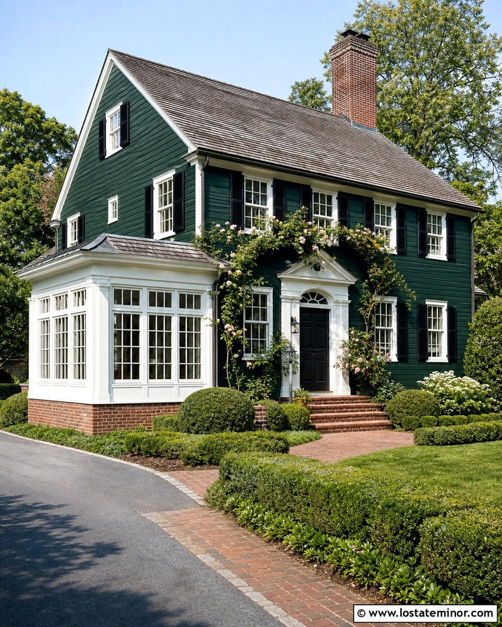 Forest Green House With Brick Sunroom - 30 Forest Green House Design With Sunroom Ideas