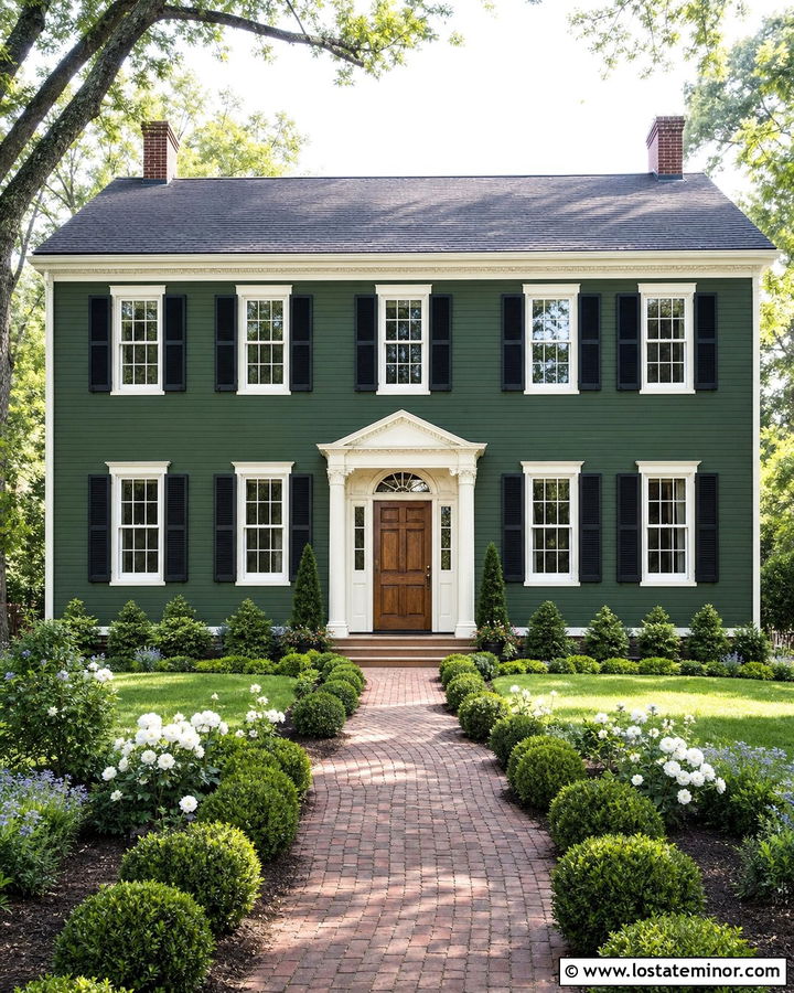Forest Green House With Brick Walkway Landscaping - 30 Forest Green House Design With Landscaping Ideas