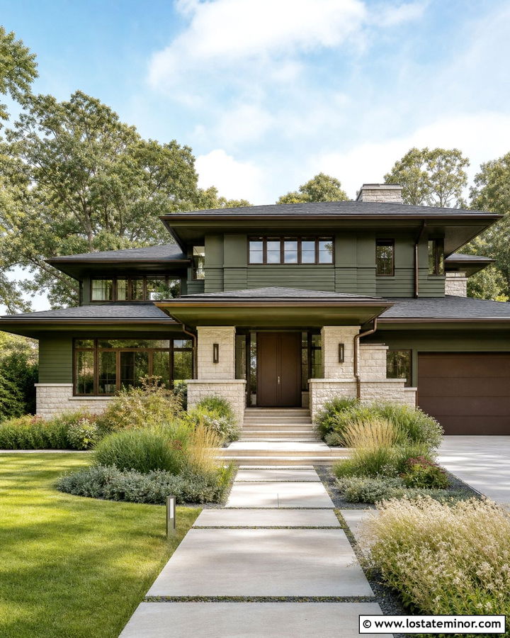 Forest Green House With Bronze Front Door - 30 Forest Green House Design With Front Door Ideas