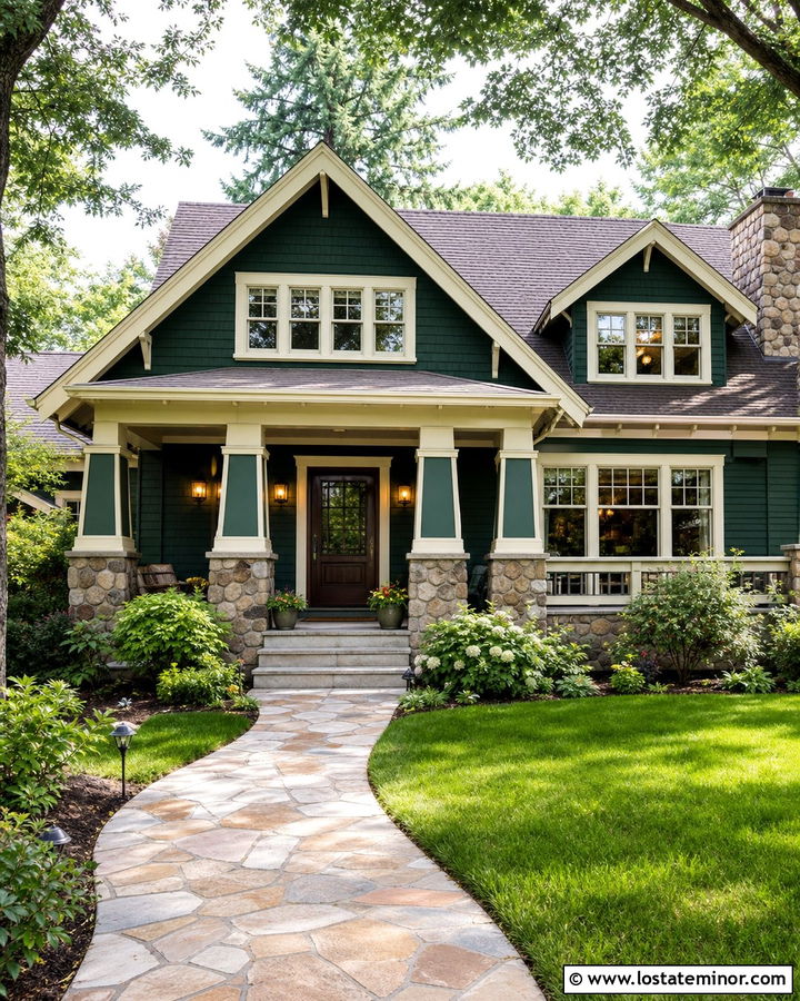 Forest Green House With Bronze Storm Door - 30 Forest Green House Design With Storm Door Ideas