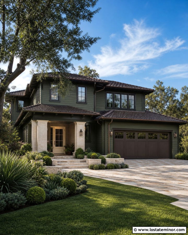 Forest Green House With Bronze Trim - 30 Forest Green House Design With Trim Ideas
