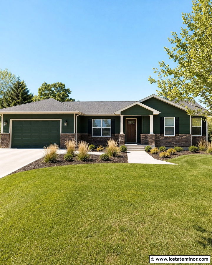 Forest Green House With Brown Brick Wainscoting - 30 Forest Green House Design With Wainscoting Ideas