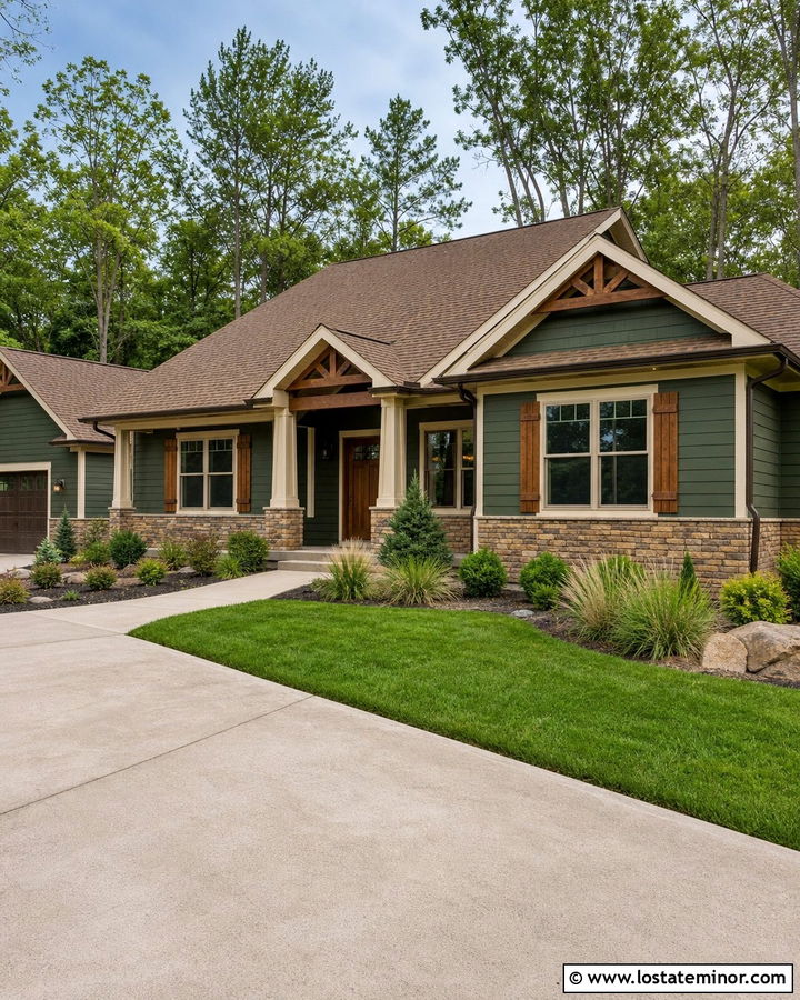 Forest Green House With Brown Roof - 30 Forest Green House Design With Accents Ideas