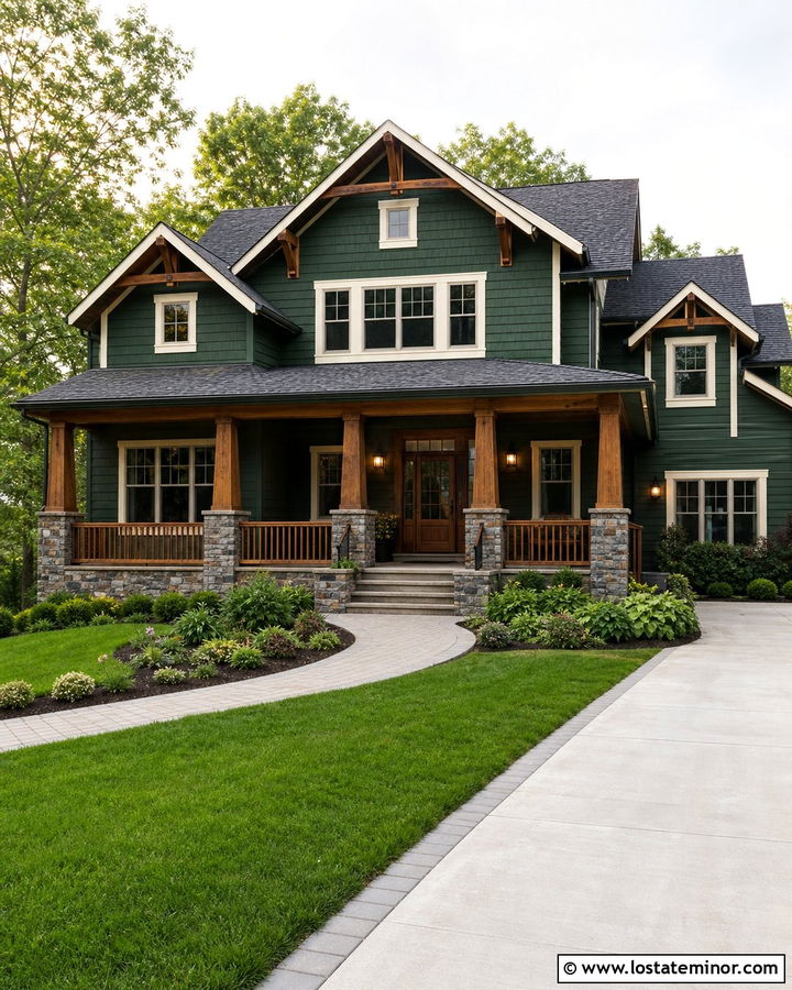 Forest Green House With Cedar Accents - 30 Forest Green House Design With Accents Ideas