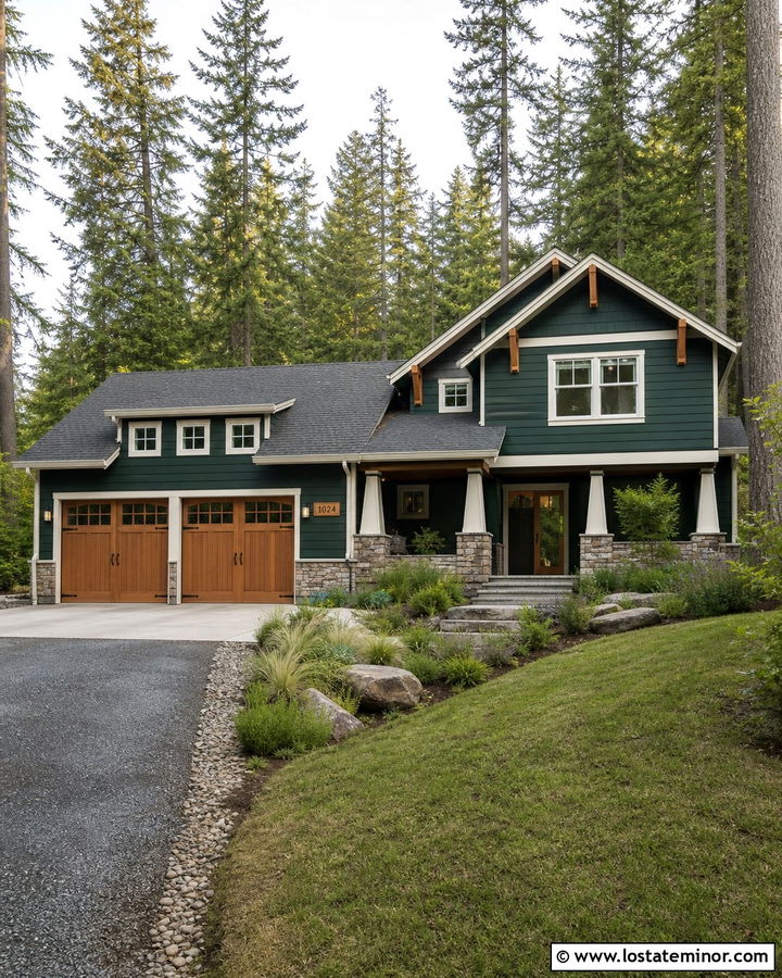 Forest Green House With Cedar Number Sign - 30 Forest Green House Design With House Numbers Ideas