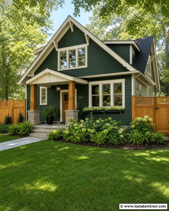 Forest Green House With Cedar Privacy Fence - 30 Forest Green House Design With Fence Ideas