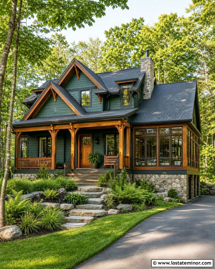 Forest Green House With Cedar Sunroom - 30 Forest Green House Design With Sunroom Ideas