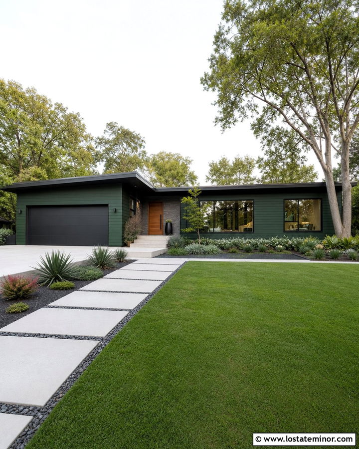 Forest Green House With Charcoal Accents - 30 Forest Green House Design With Accents Ideas
