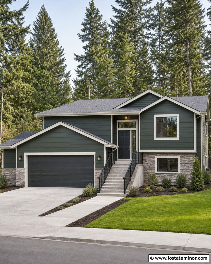 Forest Green House With Charcoal Front Door - 30 Forest Green House Design With Front Door Ideas
