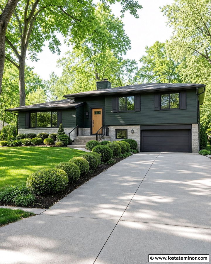 Forest Green House With Charcoal Gray Trim - 30 Forest Green House Design With Trim Ideas