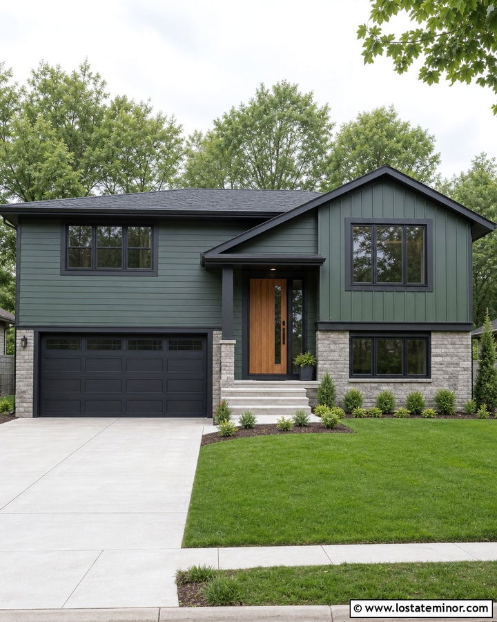 Forest Green House With Charcoal Window Frames - 30 Forest Green House Design With Window Frames Ideas