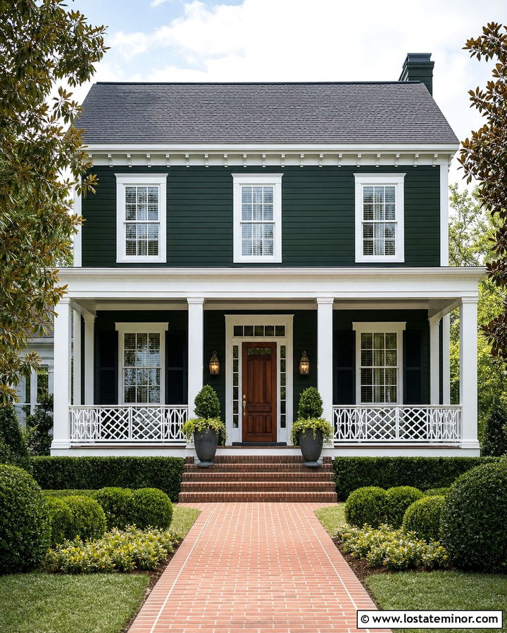 Forest Green House With Chippendale Railings - 30 Forest Green House Design With Railings Ideas