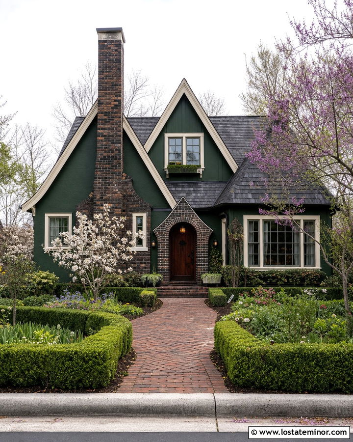 Forest Green House With Clinker Brick - 30 Forest Green House Design With Brick Accents Ideas