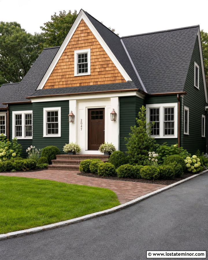 Forest Green House With Copper Numbers - 30 Forest Green House Design With House Numbers Ideas