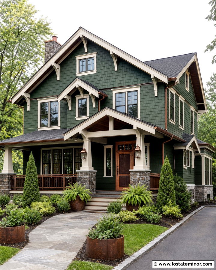 Forest Green House With Copper Screen Door - 30 Forest Green House Design With Screen Door Ideas