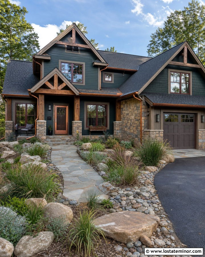 Forest Green House With Copper Storm Door - 30 Forest Green House Design With Storm Door Ideas