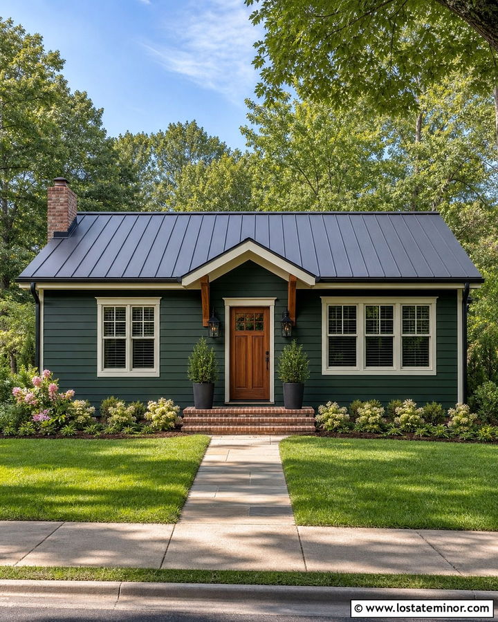 Forest Green House With Corbel Portico - 30 Forest Green House Design With Portico Ideas