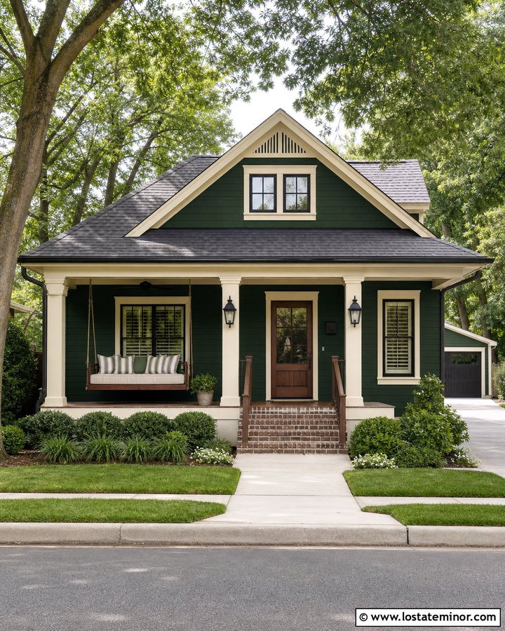 Forest Green House With Corner Swing Daybed - 30 Forest Green House Design With Daybed Ideas