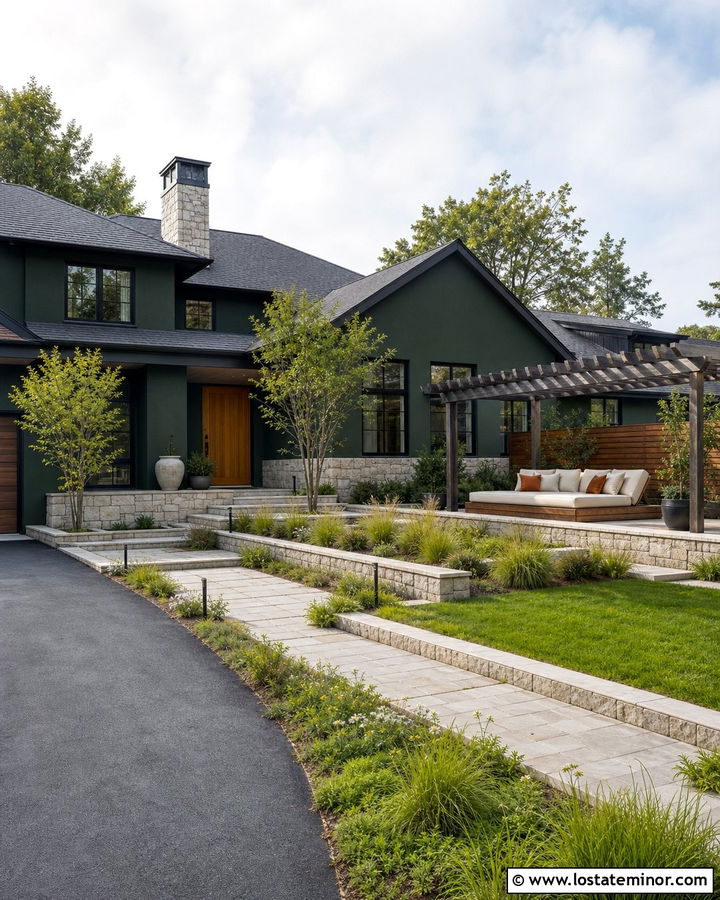 Forest Green House With Courtyard Daybed - 30 Forest Green House Design With Daybed Ideas