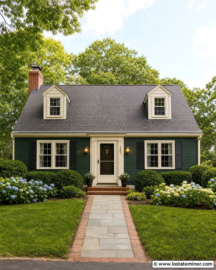Forest Green House With Cream Storm Door - 30 Forest Green House Design With Storm Door Ideas