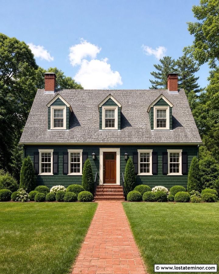 Forest Green House With Cream Window Frames - 30 Forest Green House Design With Window Frames Ideas