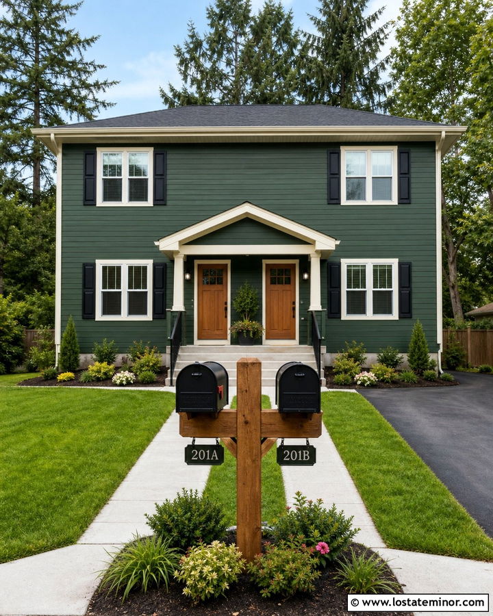 Forest Green House With Double Mailbox Post - 30 Forest Green House Design With Mailbox Ideas