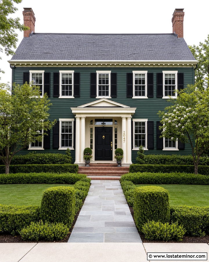 Forest Green House With Gold Numbers - 30 Forest Green House Design With House Numbers Ideas