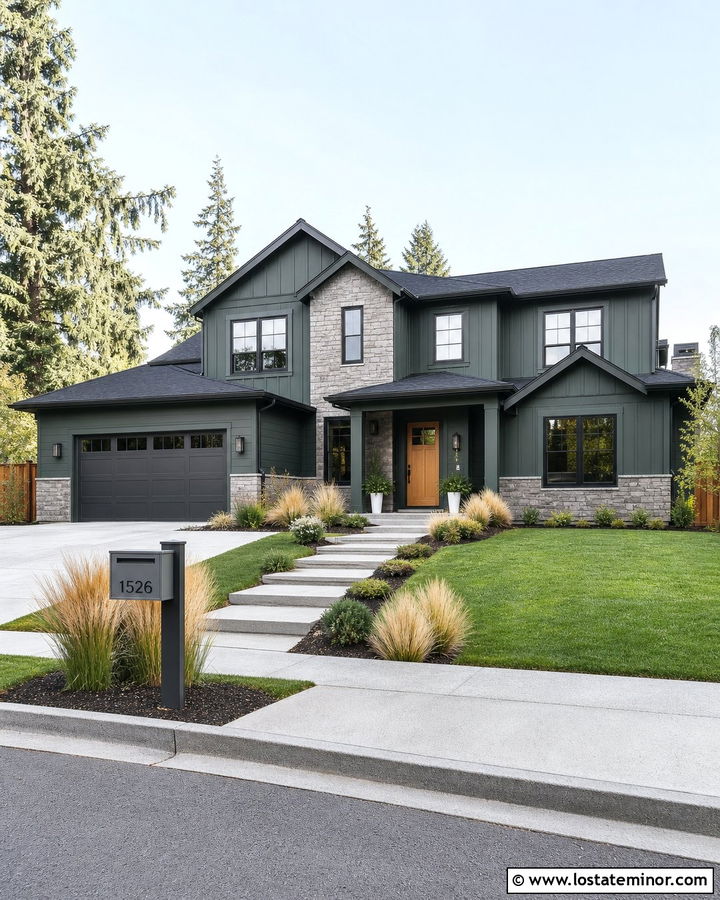Forest Green House With Gray Mailbox - 30 Forest Green House Design With Mailbox Ideas