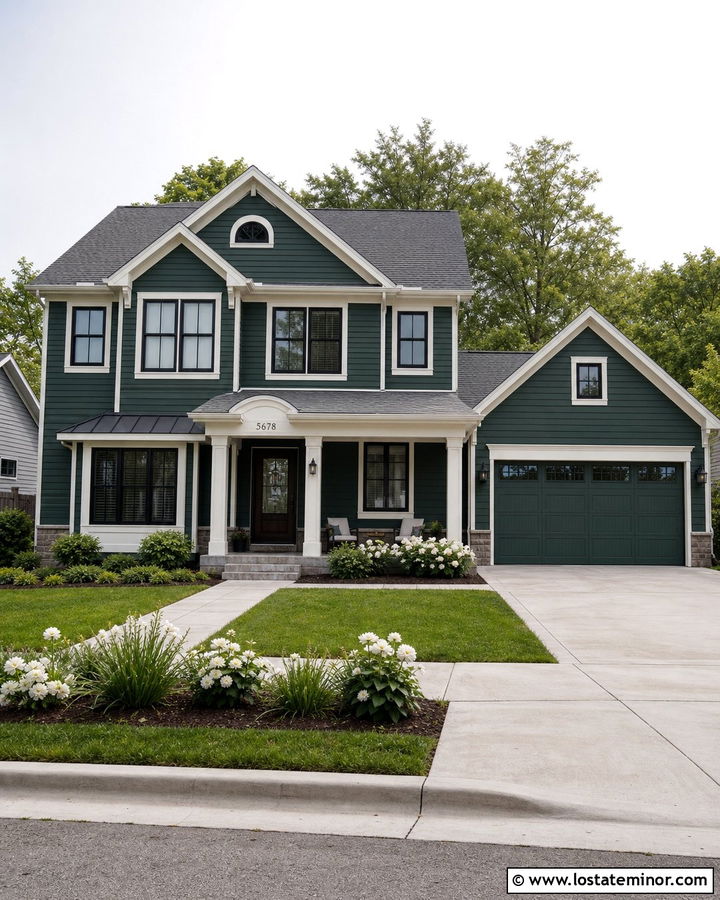 Forest Green House With Gray Roof And Storm Door - 30 Forest Green House Design With Storm Door Ideas