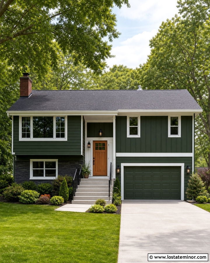 Forest Green House With Gray Roof - 30 Forest Green House Design With Accents Ideas