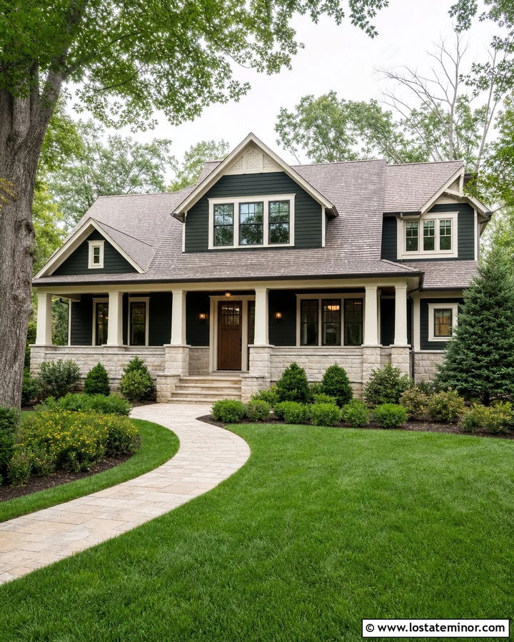 Forest Green House With Limestone Wainscoting - 30 Forest Green House Design With Wainscoting Ideas