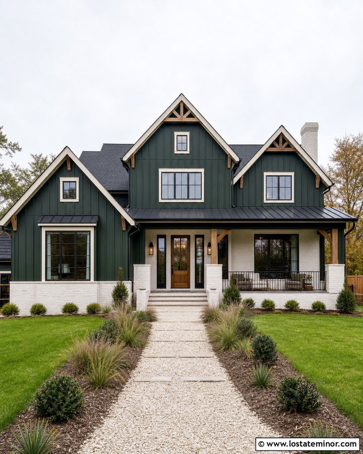 Forest Green House With Limewashed Brick - 30 Forest Green House Design With Brick Accents Ideas
