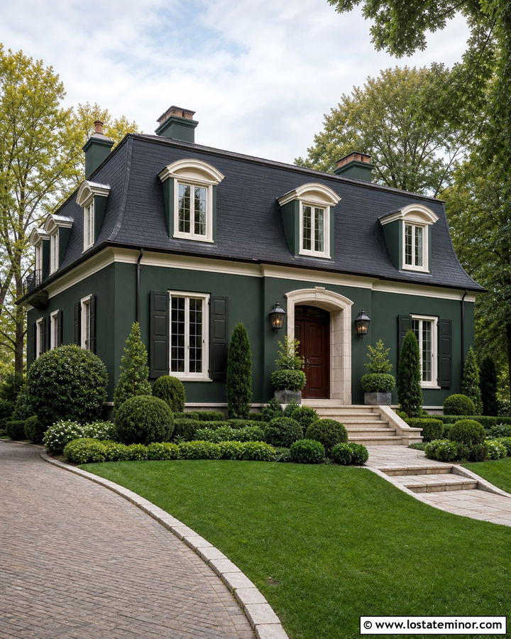 Forest Green House With Mansard Roof Shingles - 30 Forest Green House Design With Shingles Ideas