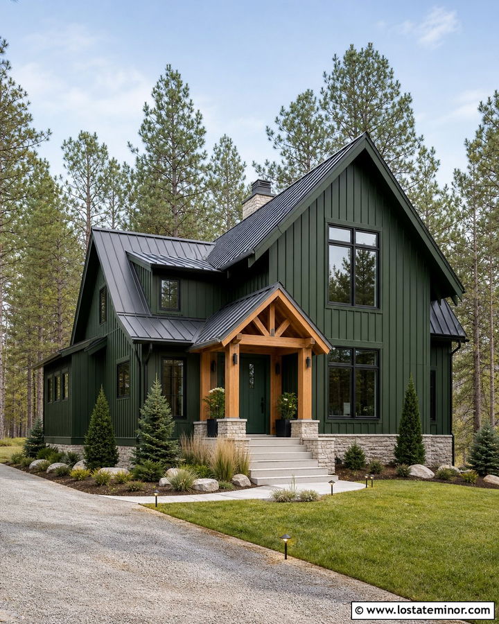 Forest Green House With Matching Front Door - 30 Forest Green House Design With Front Door Ideas