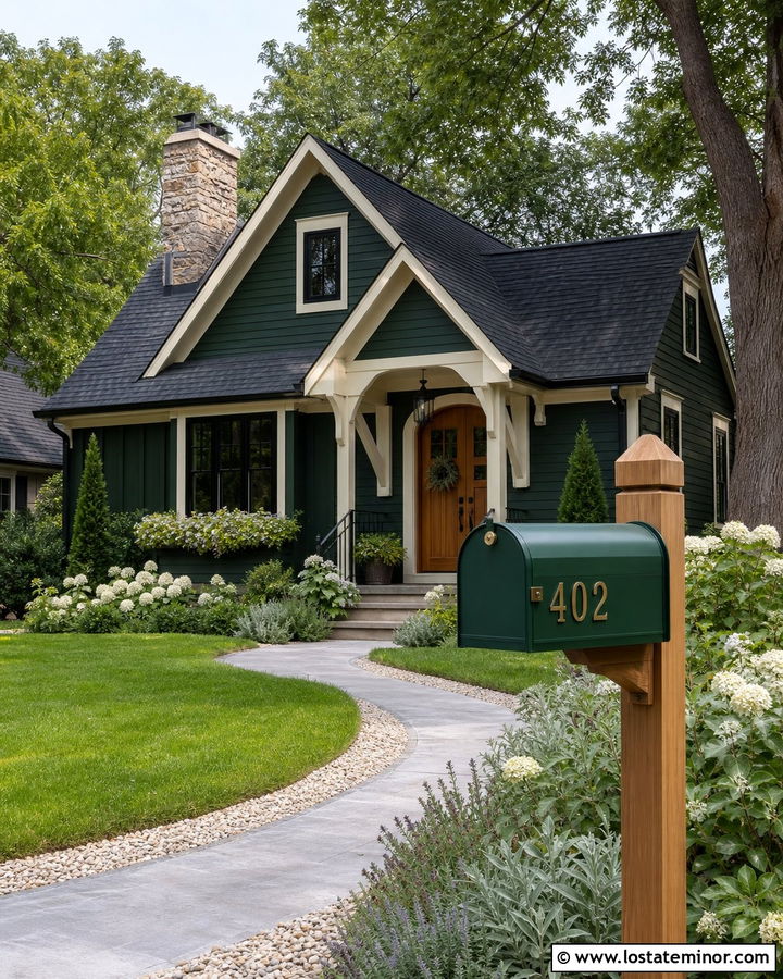 Forest Green House With Matching Green Mailbox - 30 Forest Green House Design With Mailbox Ideas