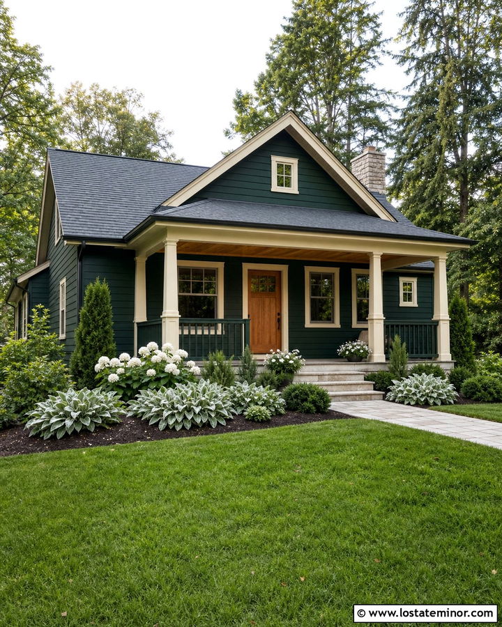 Forest Green House With Matching Green Railings - 30 Forest Green House Design With Railings Ideas