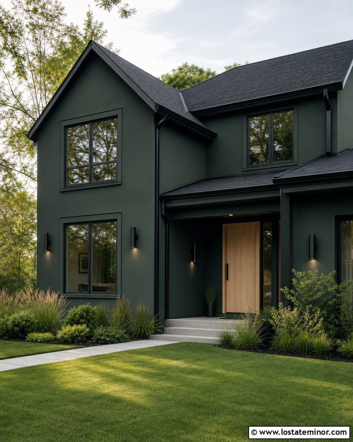 Forest Green House With Matching Green Window Frames - 30 Forest Green House Design With Window Frames Ideas