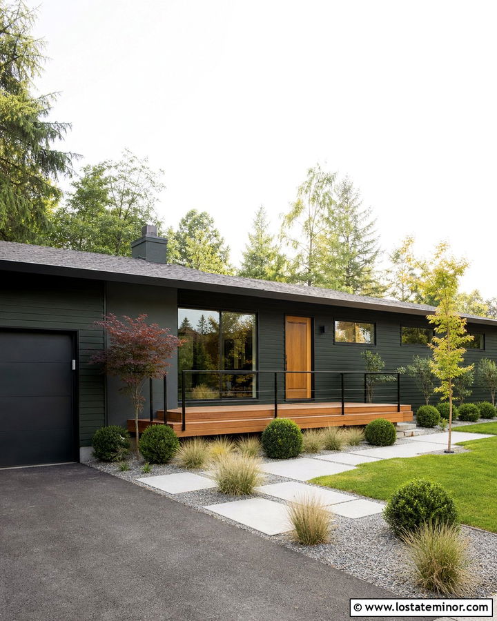 Forest Green House With Mid Century Deck - 30 Forest Green House Design With Deck Ideas
