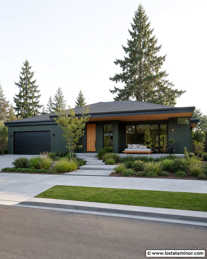 Forest Green House With Minimalist Platform Daybed - 30 Forest Green House Design With Daybed Ideas