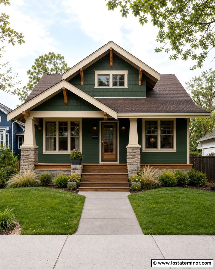 Forest Green House With Mustard Front Door And Storm Door - 30 Forest Green House Design With Storm Door Ideas