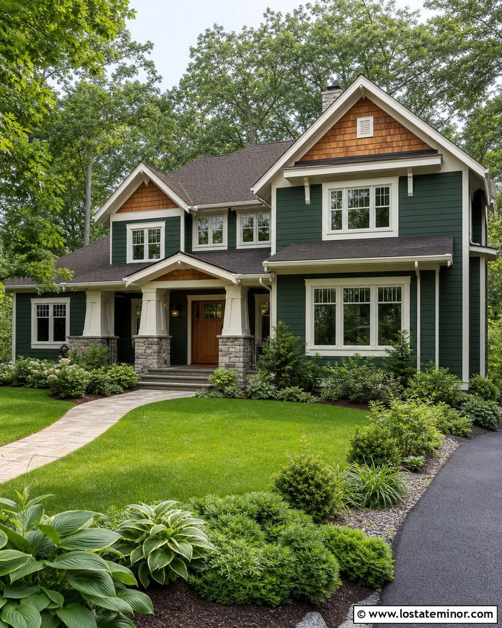 Forest Green House With Natural Cedar Shingles - 30 Forest Green House Design With Shingles Ideas