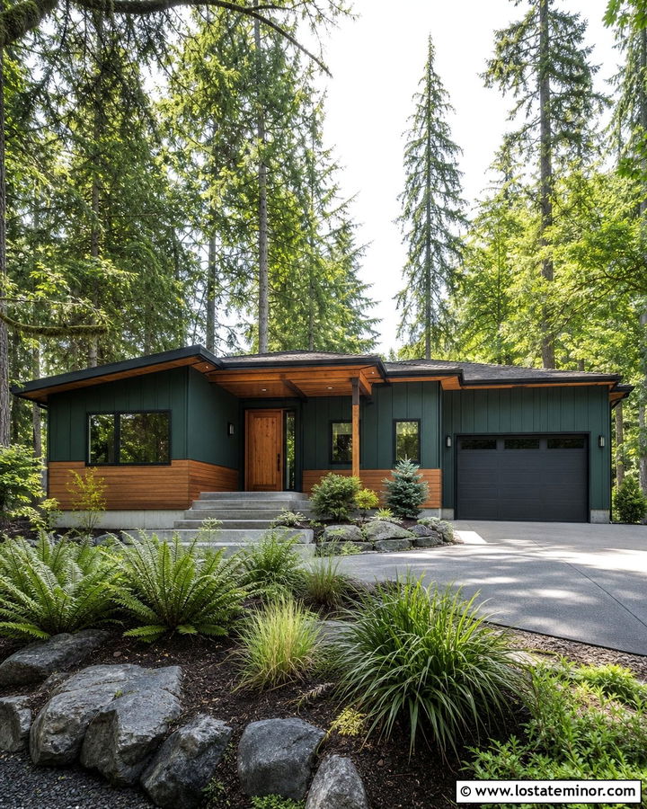 Forest Green House With Natural Cedar Wainscoting - 30 Forest Green House Design With Wainscoting Ideas