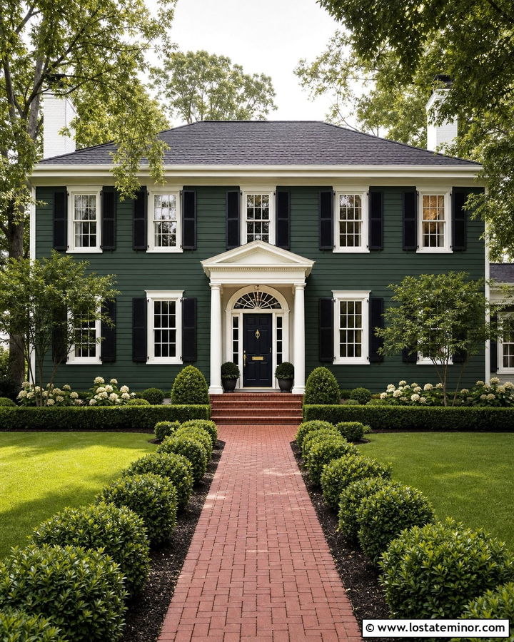 Forest Green House With Navy Front Door - 30 Forest Green House Design With Entry Door Ideas