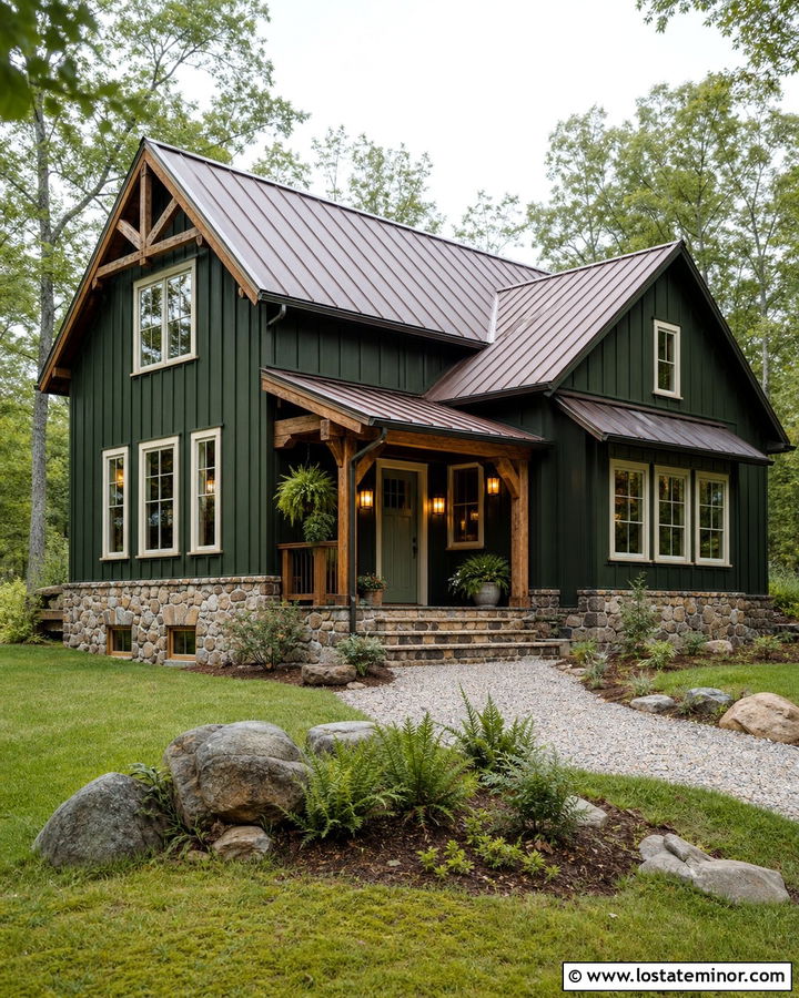 Forest Green House With Olive Front Door - 30 Forest Green House Design With Entry Door Ideas