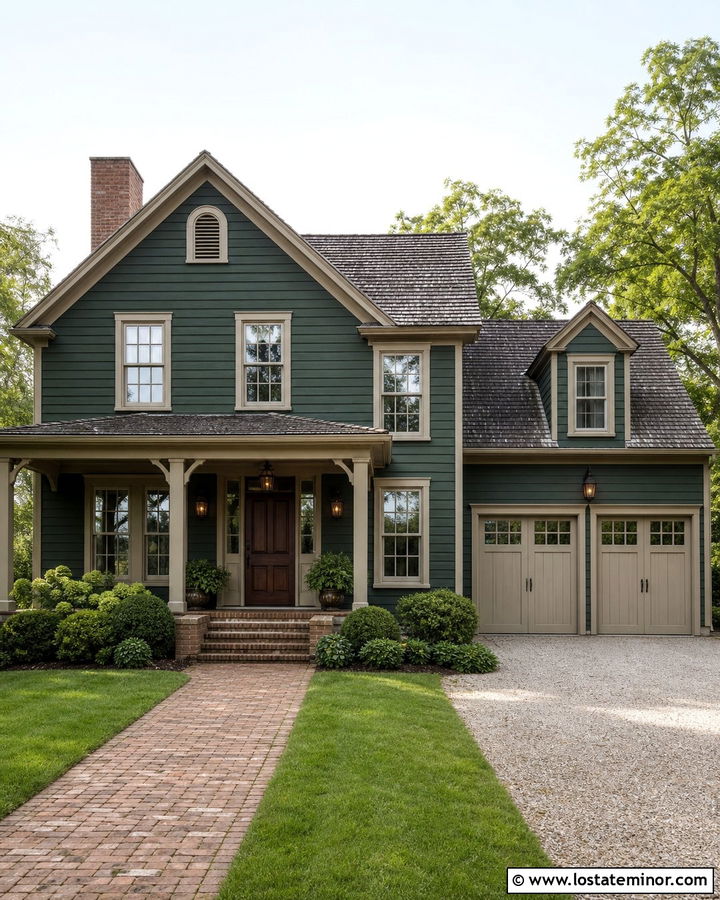 Forest Green House With Putty Trim - 30 Forest Green House Design With Trim Ideas