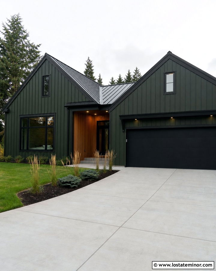 Forest Green House With Recessed Porch Lights - 30 Forest Green House Design With Light Fixtures Ideas