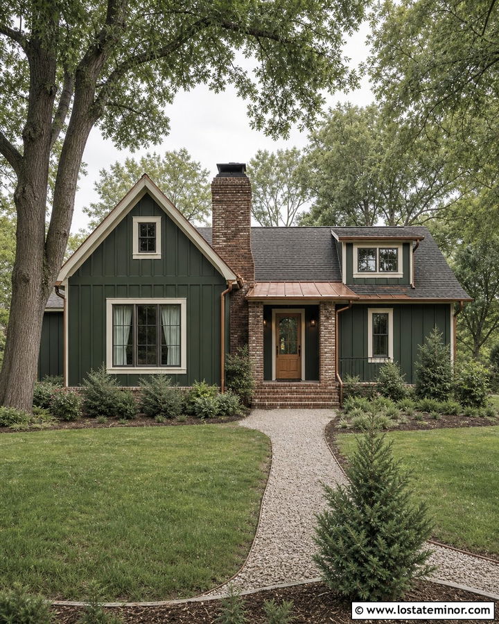 Forest Green House With Reclaimed Brick - 30 Forest Green House Design With Brick Accents Ideas